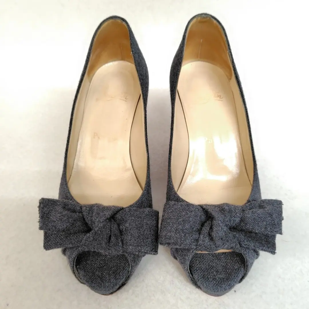 Louboutin 泵 22 厘米羊毛炭带露趾 35-