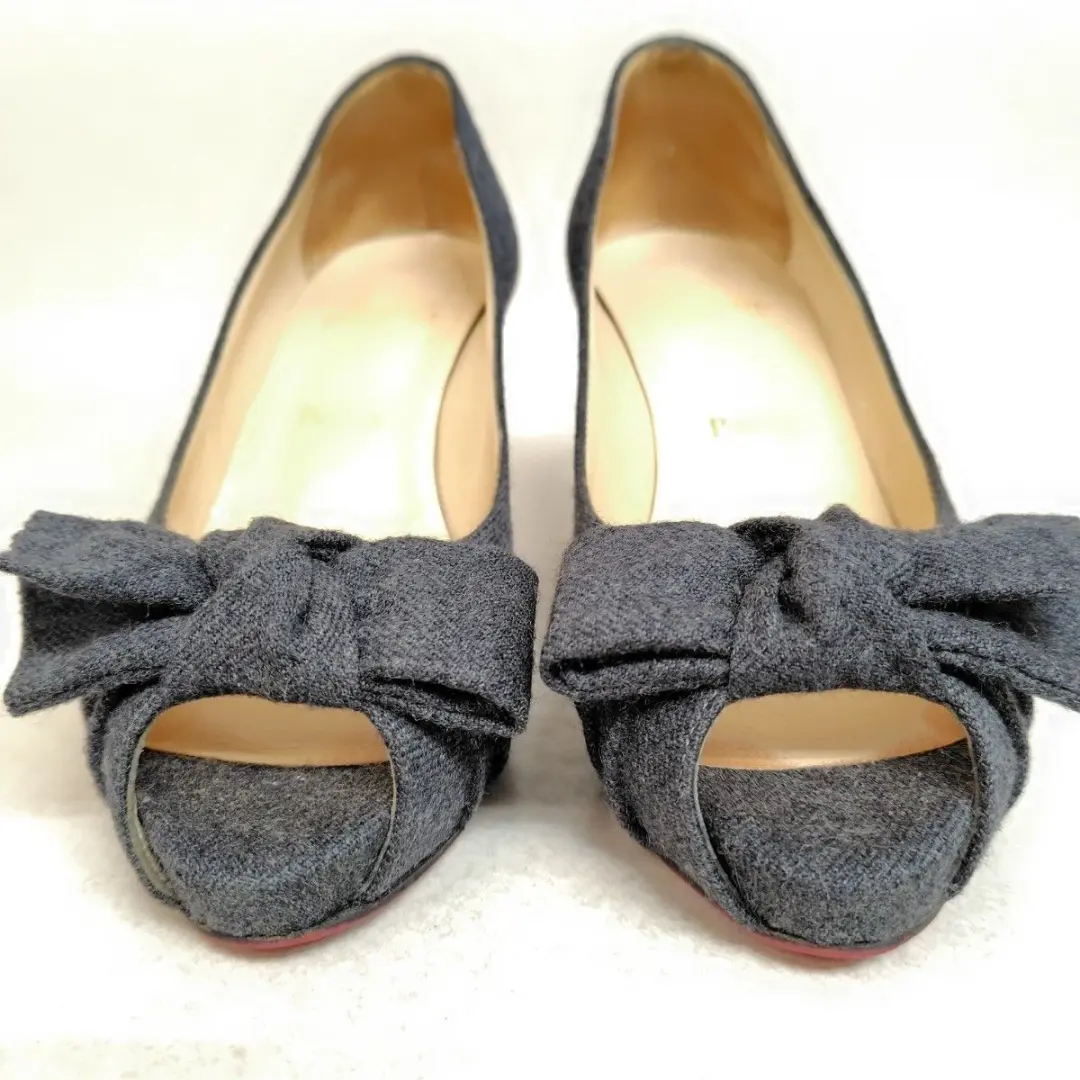 Louboutin 泵 22 厘米羊毛炭带露趾 35-