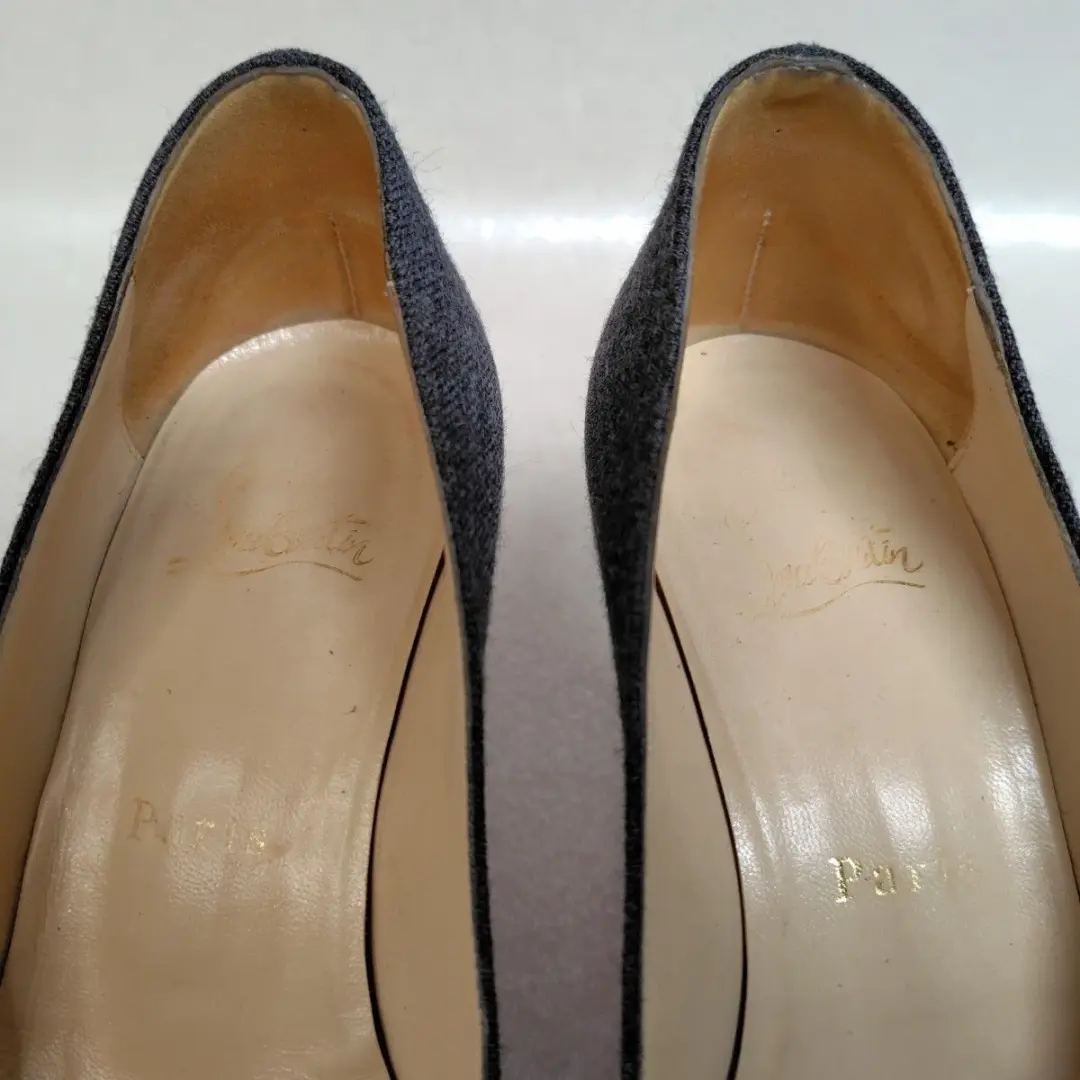 Louboutin 泵 22 厘米羊毛炭带露趾 35-