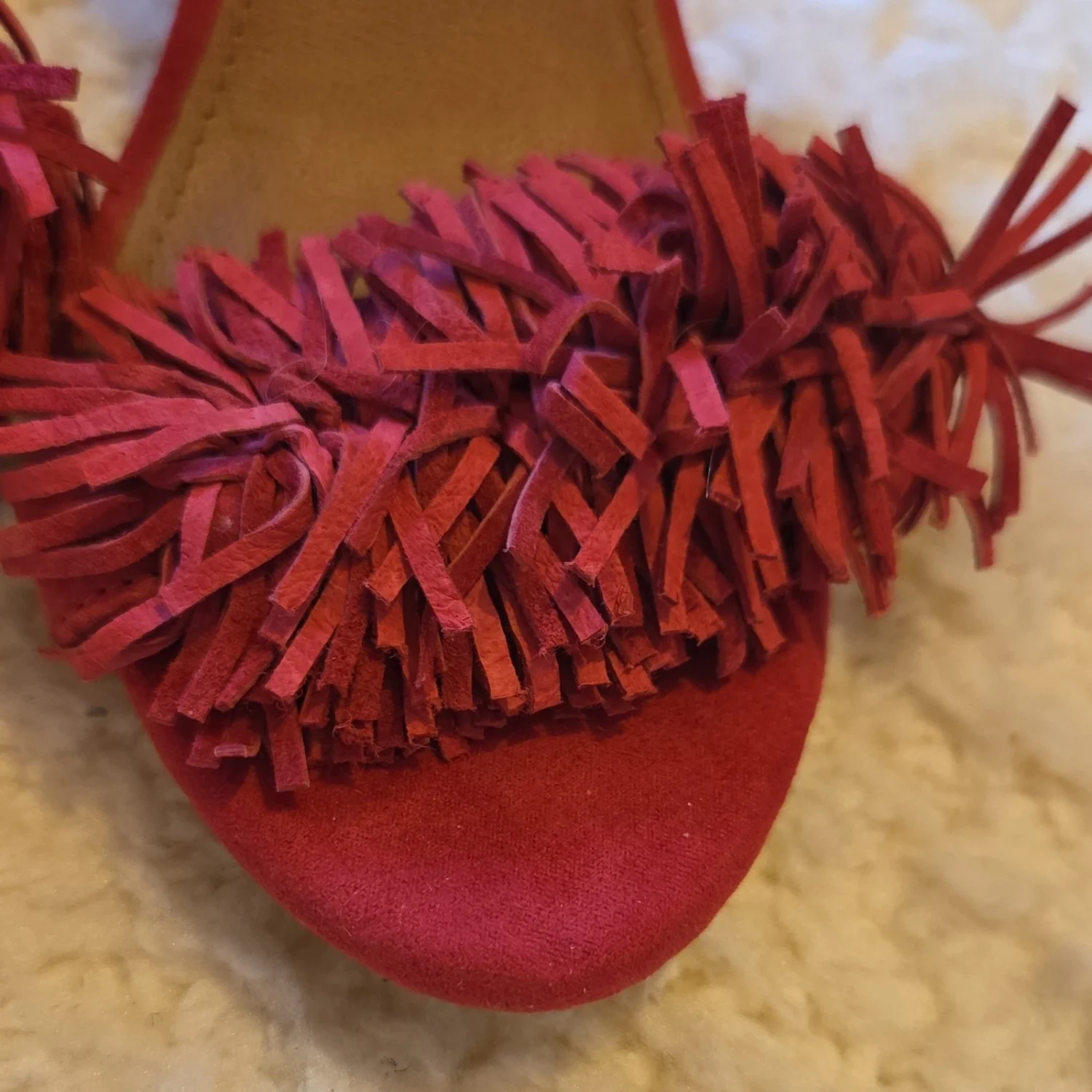 Steve Madden 女式红色皮革条纹踝带扣绑带高跟鞋 8.5-
