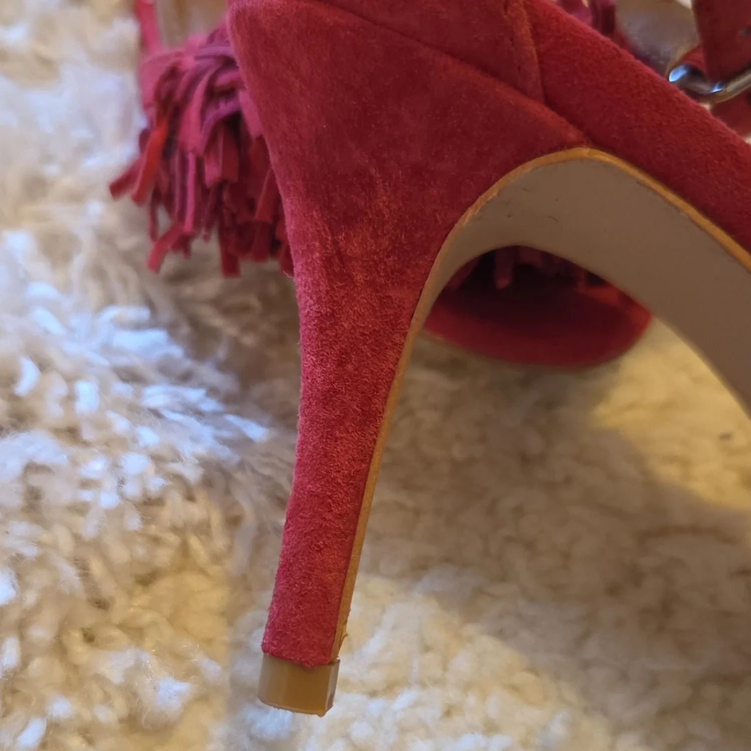 Steve Madden 女式红色皮革条纹踝带扣绑带高跟鞋 8.5-