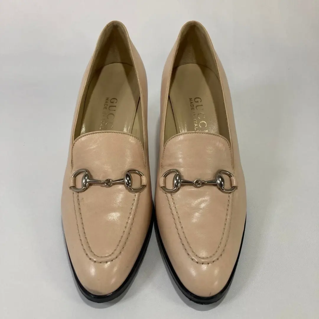 GUCCI Horsebit Pumps 高跟鞋 米色 皮革 EU 36.5 美国 6.5 日本二手-