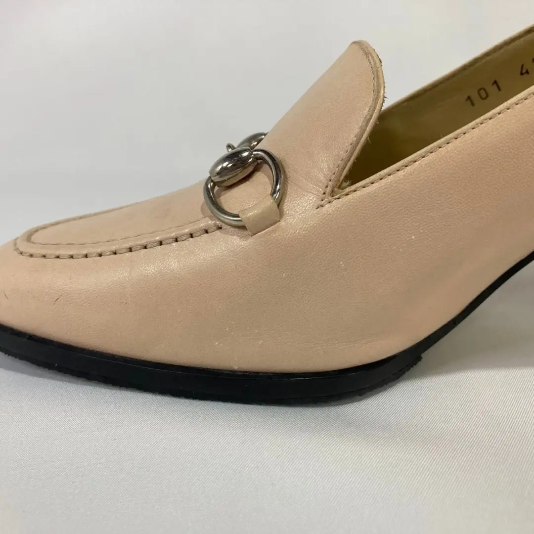 GUCCI Horsebit Pumps 高跟鞋 米色 皮革 EU 36.5 美国 6.5 日本二手-