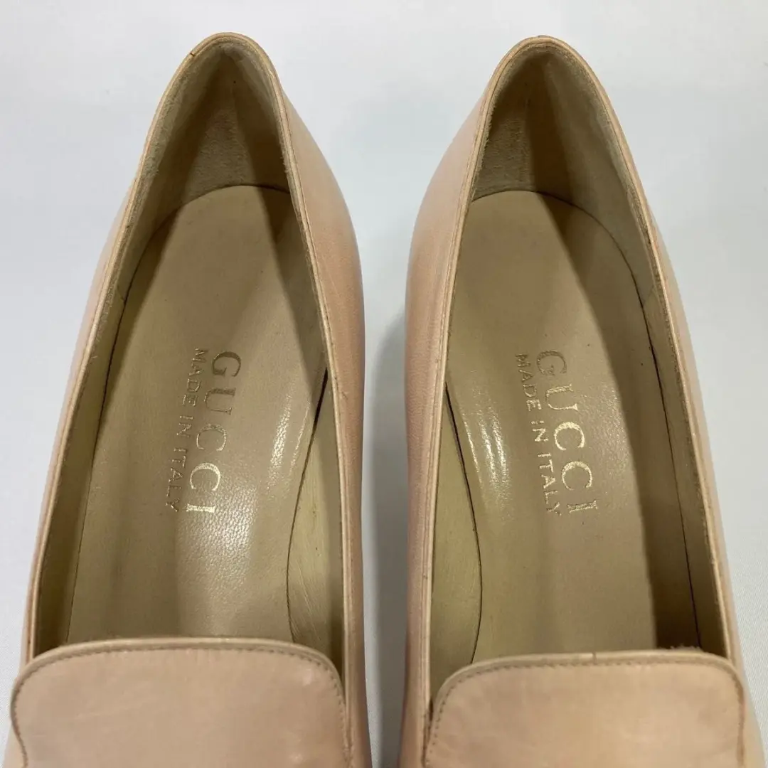 GUCCI Horsebit Pumps 高跟鞋 米色 皮革 EU 36.5 美国 6.5 日本二手-