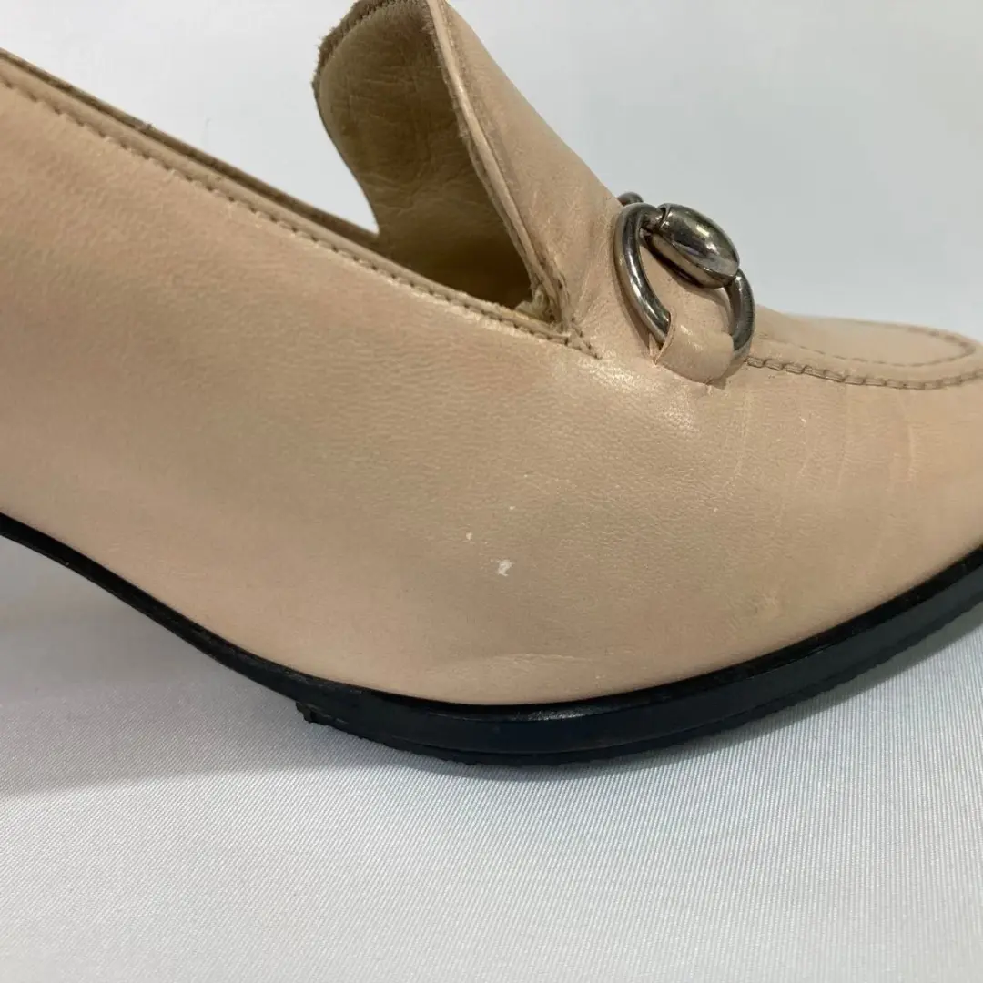 GUCCI Horsebit Pumps 高跟鞋 米色 皮革 EU 36.5 美国 6.5 日本二手-