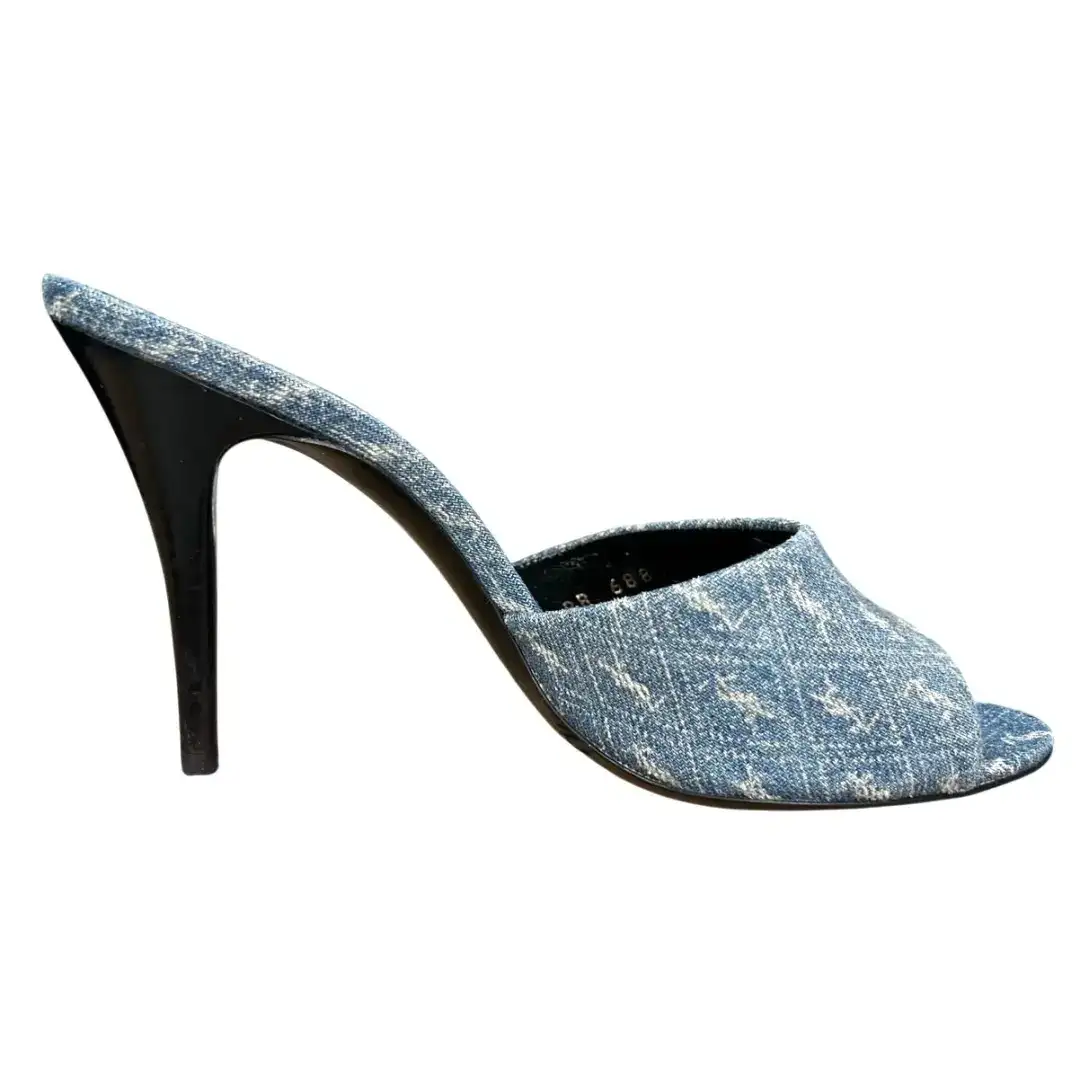 YSL Yves Saint Laurent La 16 95 蓝色牛仔跟凉鞋 36 码 US 6-