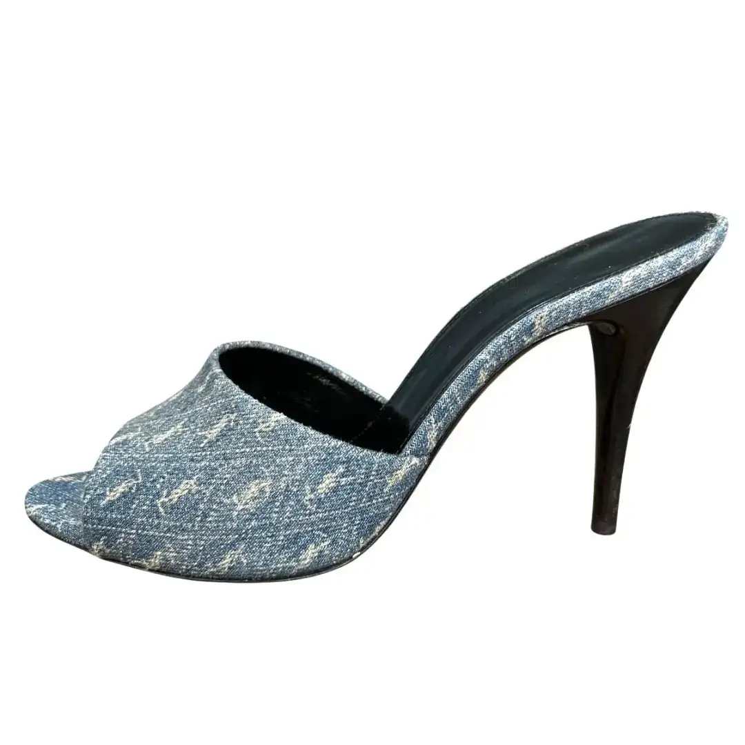 YSL Yves Saint Laurent La 16 95 蓝色牛仔跟凉鞋 36 码 US 6-
