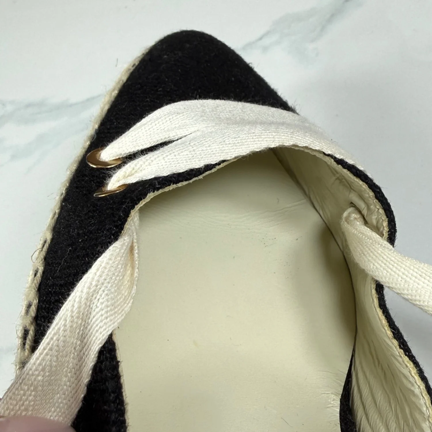 Castaner by Manolo Blahnik Espadrille 泵黑色奶油踝带高跟鞋 38 美国 8-