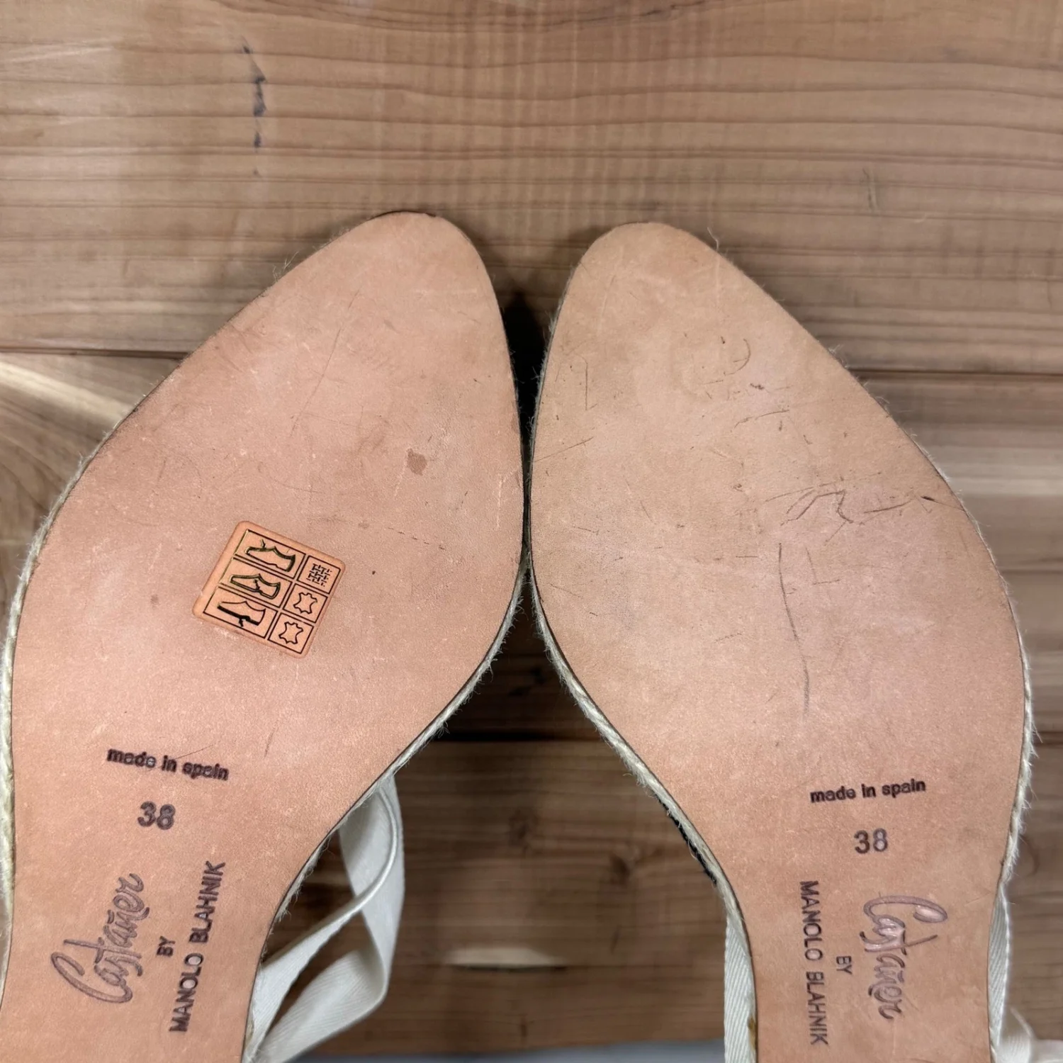 Castaner by Manolo Blahnik Espadrille 泵黑色奶油踝带高跟鞋 38 美国 8-