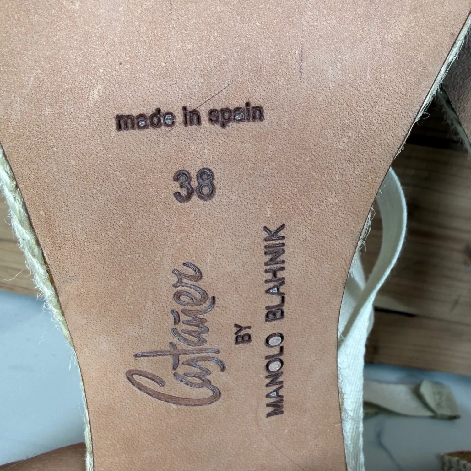 Castaner by Manolo Blahnik Espadrille 泵黑色奶油踝带高跟鞋 38 美国 8-