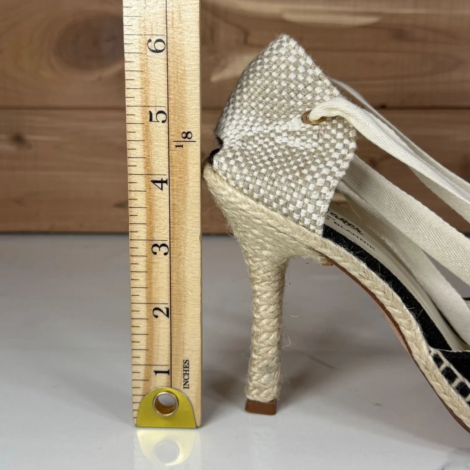 Castaner by Manolo Blahnik Espadrille 泵黑色奶油踝带高跟鞋 38 美国 8-