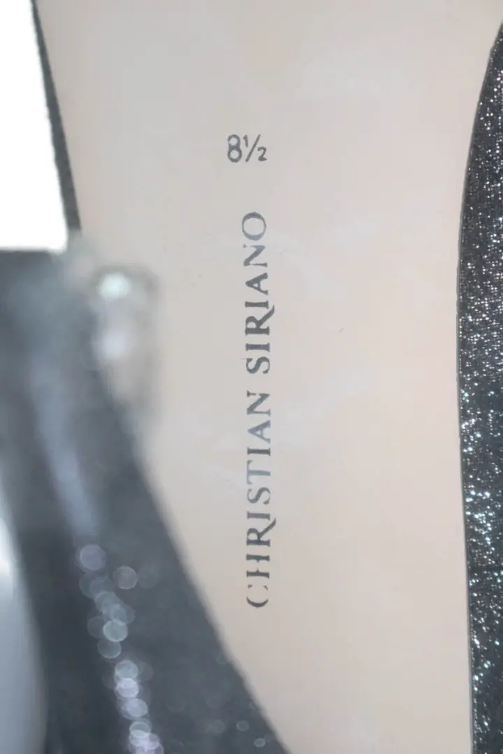 Christian Siriano 女式金属尖头高跟鞋黑色 8.5 码-