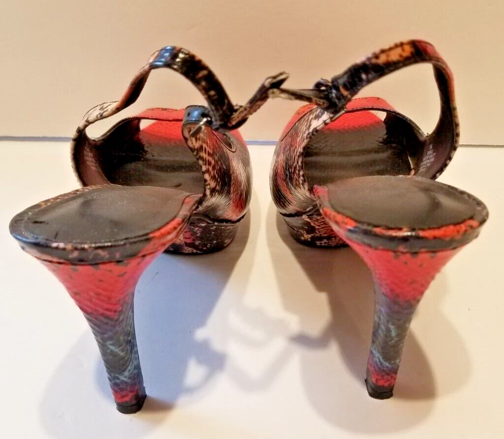 女式露跟蛇皮外观多色 Nine West Able 平台 9 码-