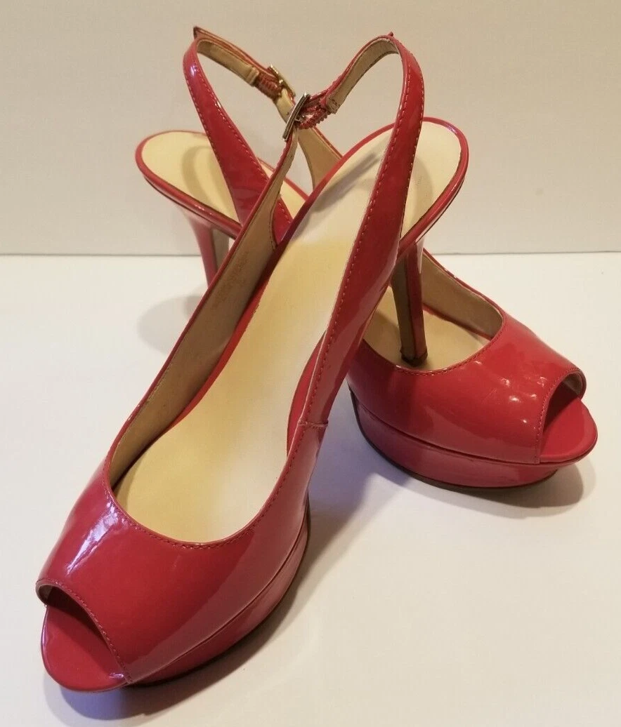 Nine West 粉色漆皮高跟鞋露跟 9 码 Just Smile 平台-