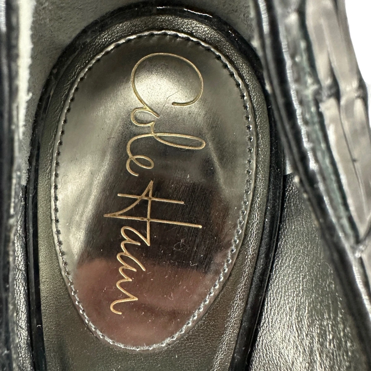 Cole Haan Air 银色金属编织露趾高跟鞋女式 8B 性感闪亮-