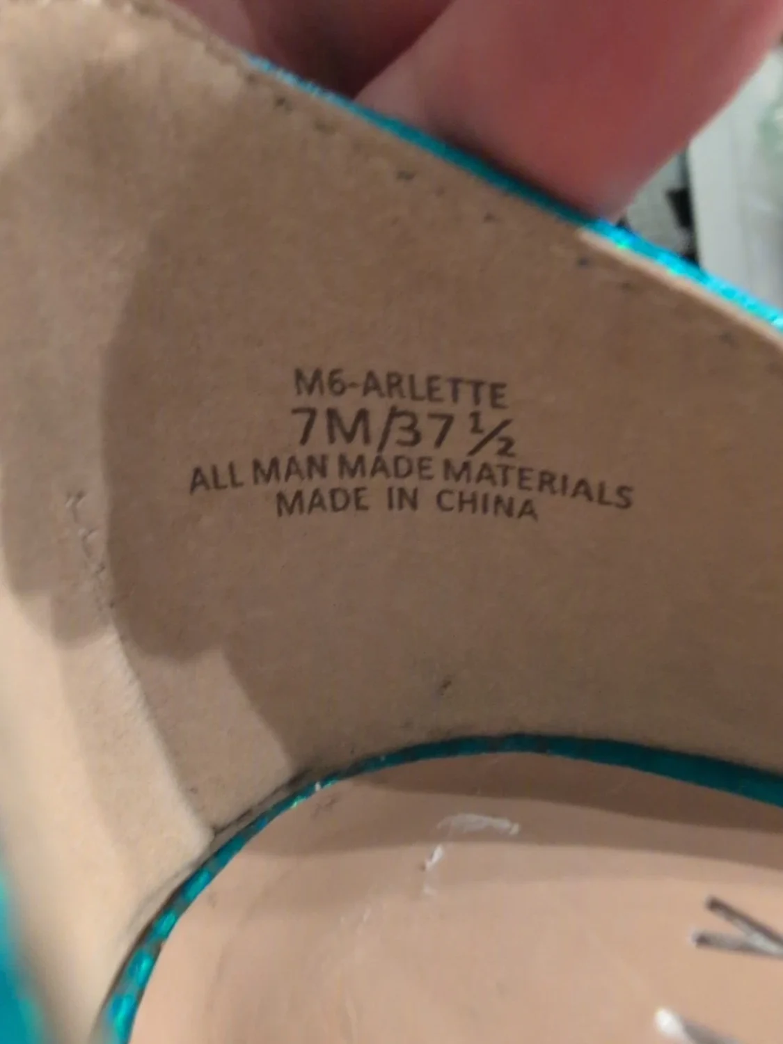 混合 No 6 Arlette 蓝色和水钻闪闪发光珠光踝包细高跟鞋 7M-