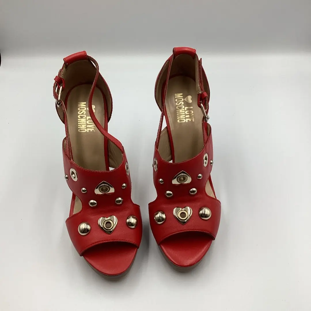 Love Moschino 红色高跟鞋 37.5 码心形 Y2K 带原装盒罕见!-
