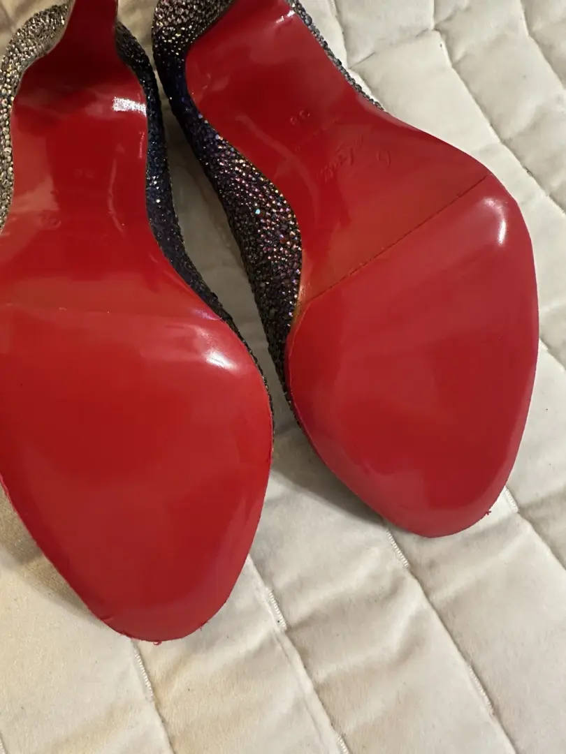 Christian Louboutin 女式 Fifi 紫色 Strass 施华洛世奇高跟鞋 38 码-