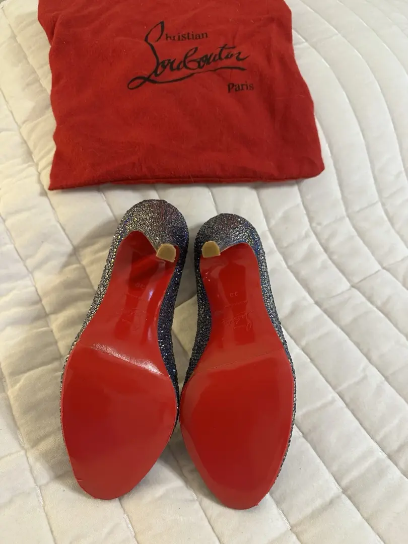 Christian Louboutin 女式 Fifi 紫色 Strass 施华洛世奇高跟鞋 38 码-