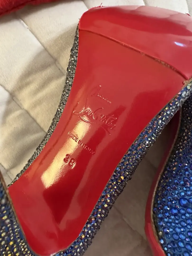Christian Louboutin 女式 Fifi 紫色 Strass 施华洛世奇高跟鞋 38 码-