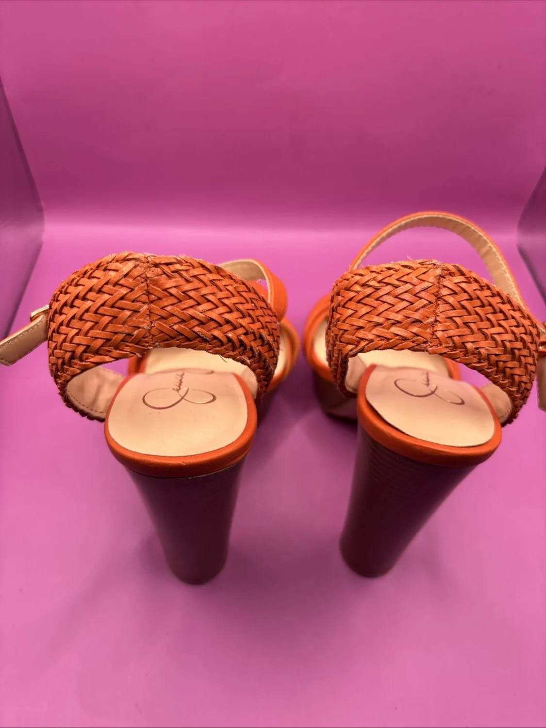 Jessica Simpson 女式厚底高跟鞋绑带橙色 6 码-