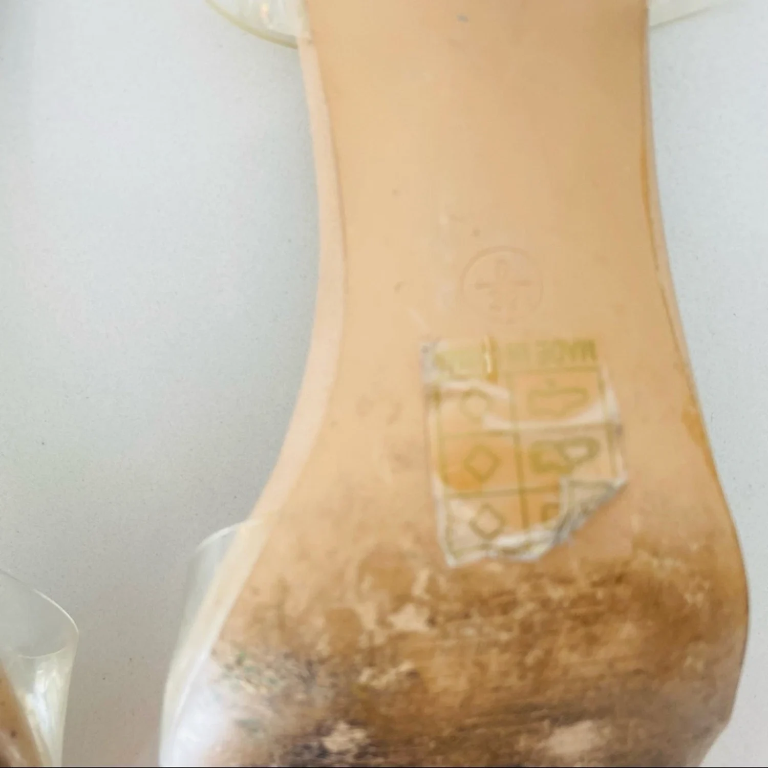 MISSGUIDED 裸色棕褐色透明踝带尖头 90 年代细高跟鞋高跟鞋 9 码-