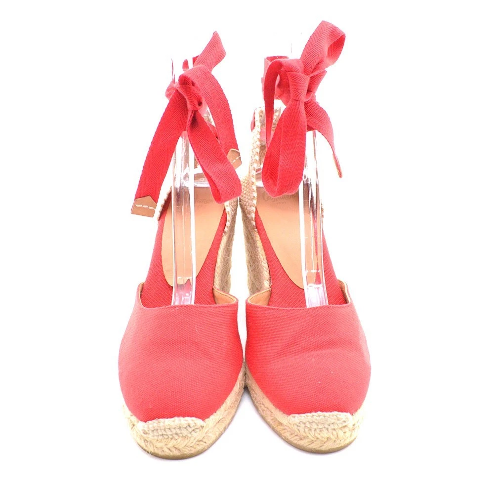 Castaner Carina 8 Espadrille 凉鞋 女士 尺码 38 / 7.5 红色帆布高跟鞋-