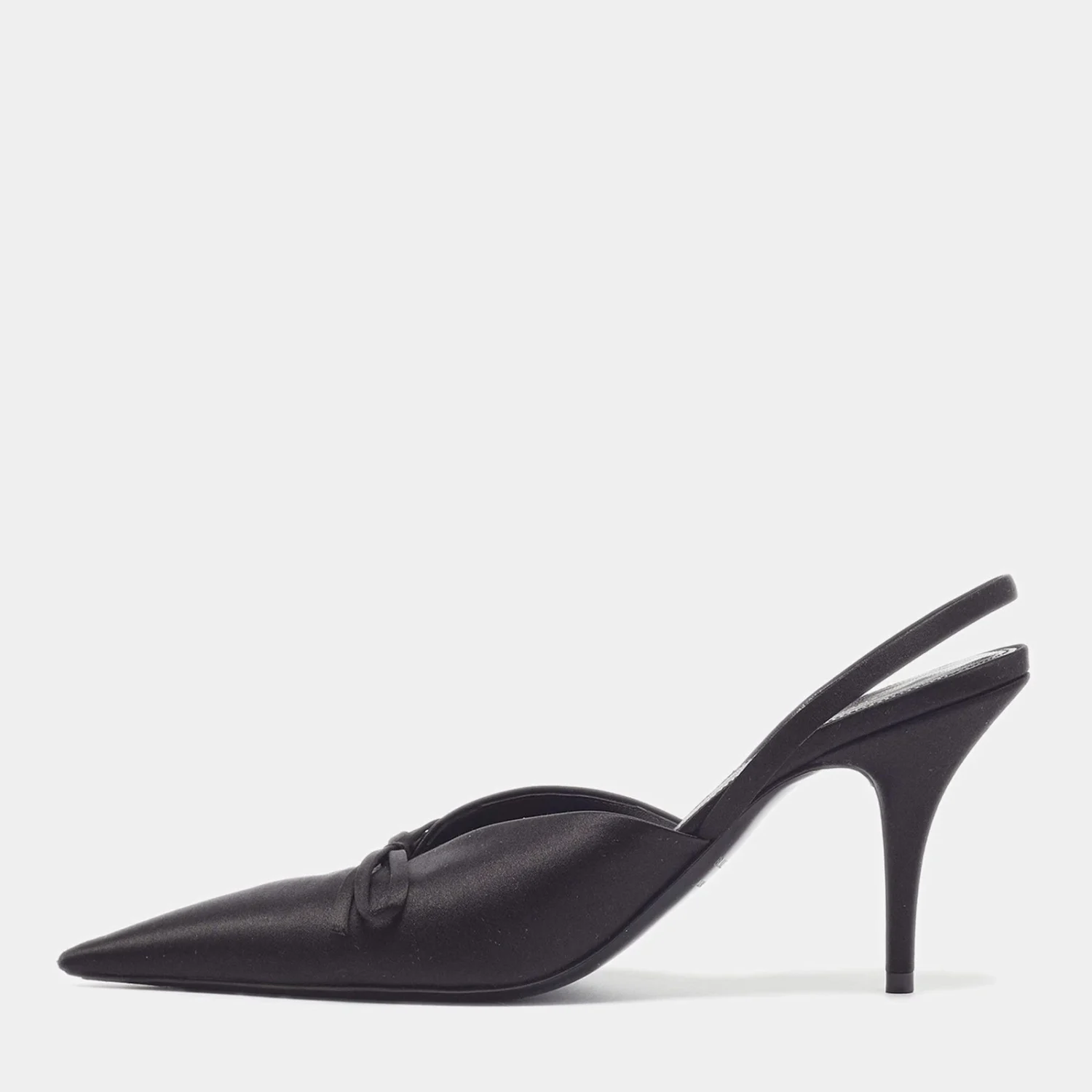 Balenciaga 刀尺寸 38.5 黑色缎面露背泵-