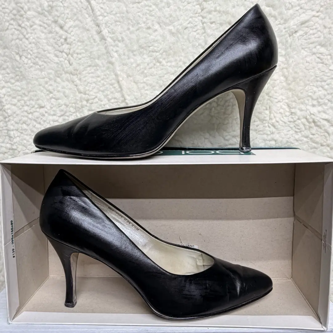 复古 Dolcis Comfort Collection 黑色皮革女式高跟鞋 8.5 带盒-