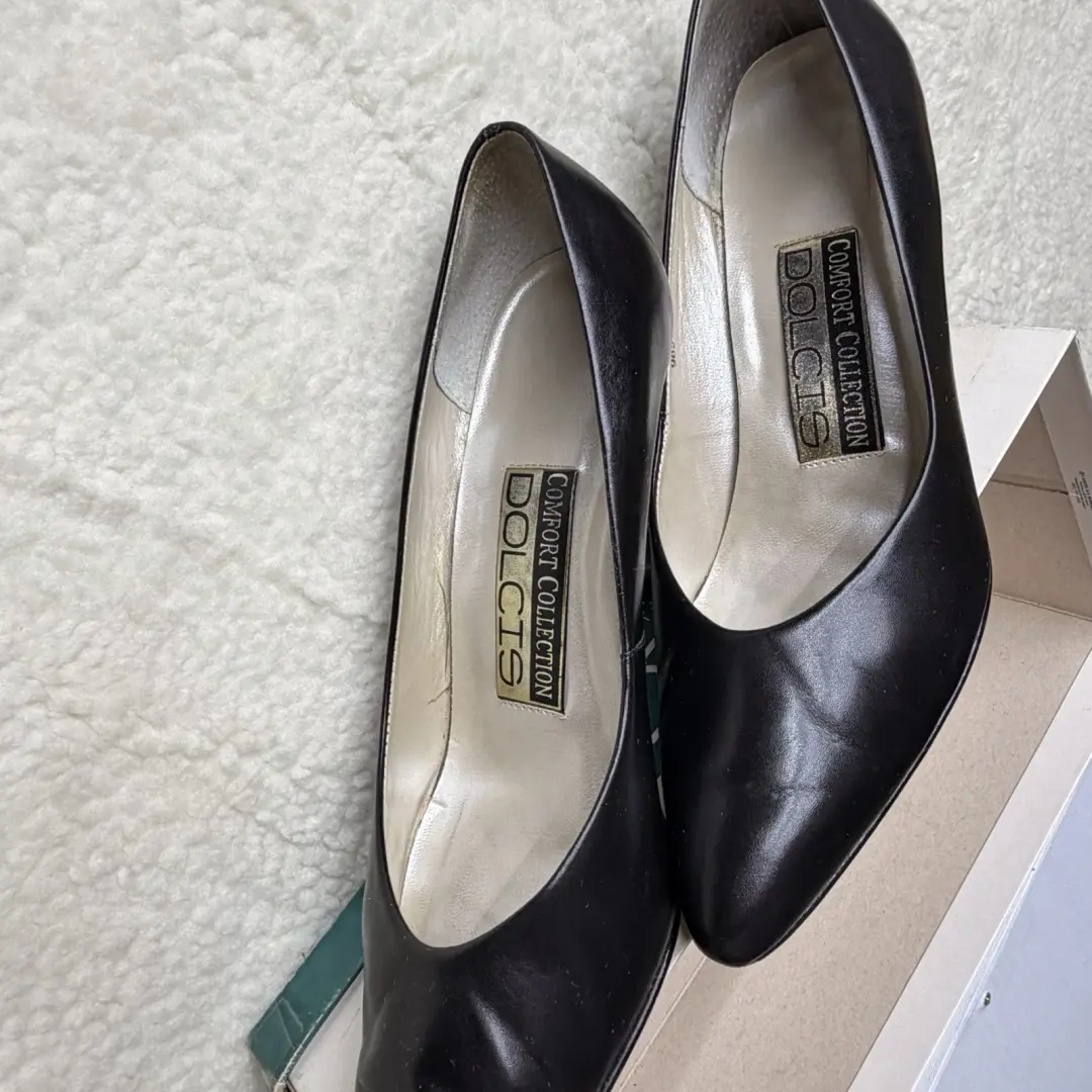 复古 Dolcis Comfort Collection 黑色皮革女式高跟鞋 8.5 带盒-
