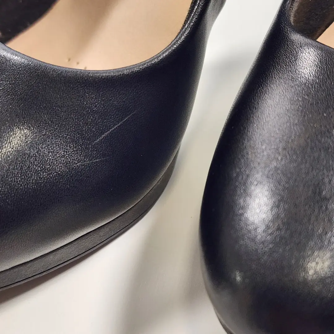 Clarks Collection 黑色皮革高跟鞋舒适厚底 9 码-
