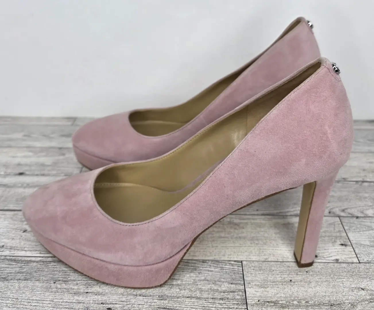 Michael Kors Chantal Platform Pumps 粉红色麂皮绒 SZ 9 娃娃芯 Girly Coquette 豪华-