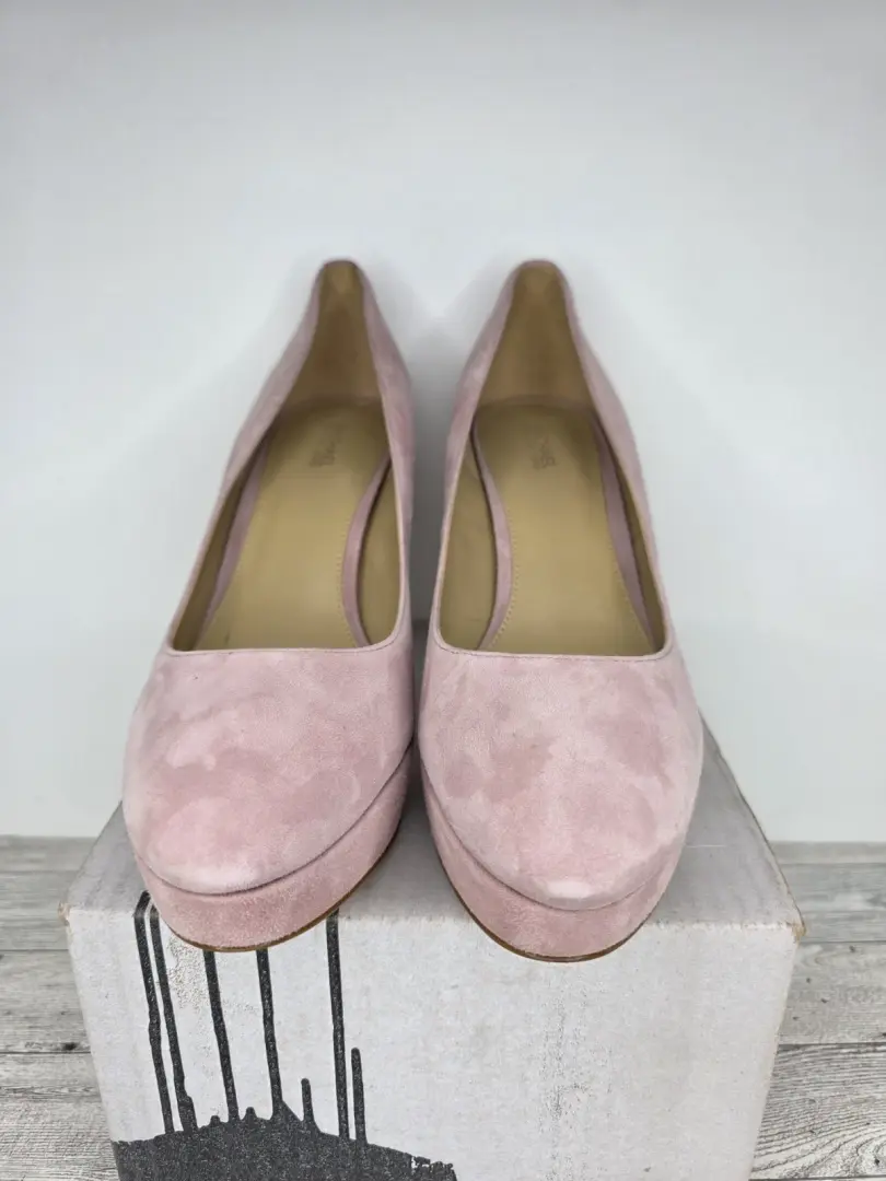Michael Kors Chantal Platform Pumps 粉红色麂皮绒 SZ 9 娃娃芯 Girly Coquette 豪华-