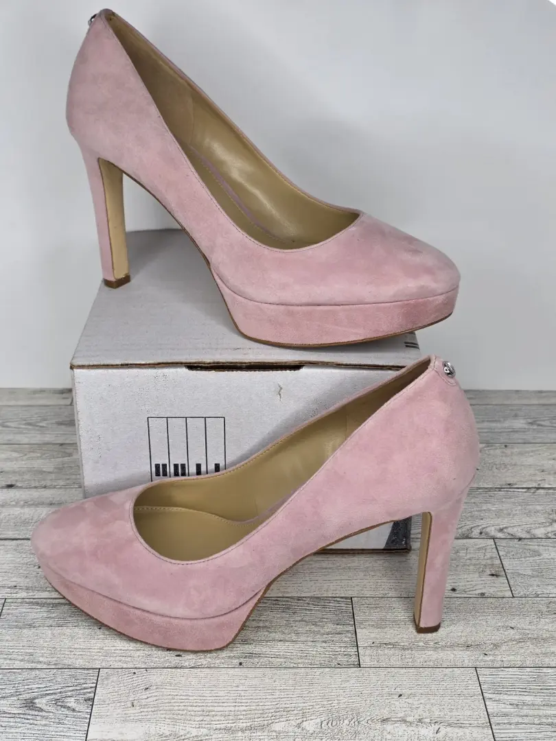 Michael Kors Chantal Platform Pumps 粉红色麂皮绒 SZ 9 娃娃芯 Girly Coquette 豪华-