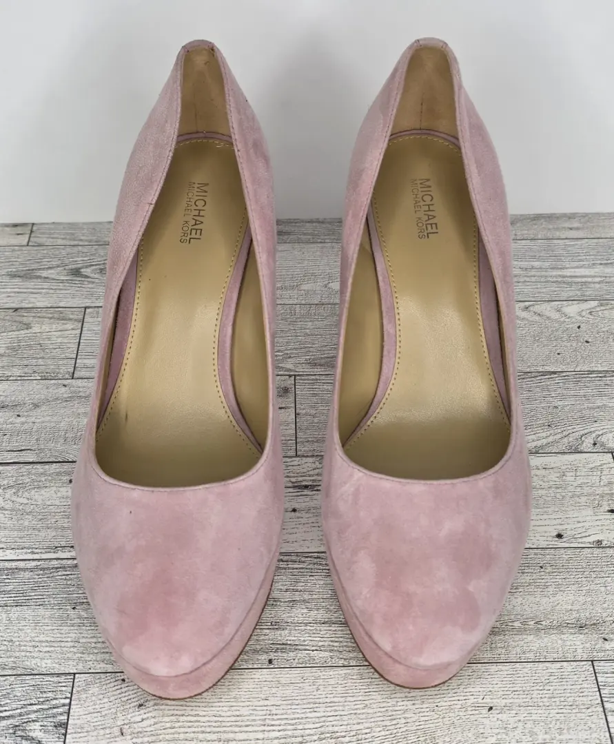 Michael Kors Chantal Platform Pumps 粉红色麂皮绒 SZ 9 娃娃芯 Girly Coquette 豪华-