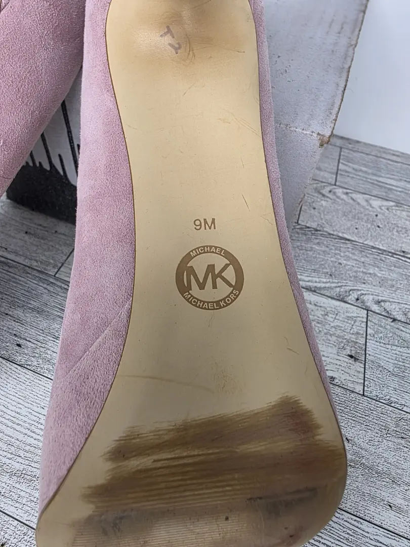 Michael Kors Chantal Platform Pumps 粉红色麂皮绒 SZ 9 娃娃芯 Girly Coquette 豪华-