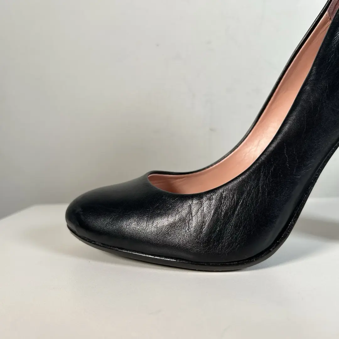 United Nude 黑色皮革木块高泵建筑高跟鞋女式 38 码-