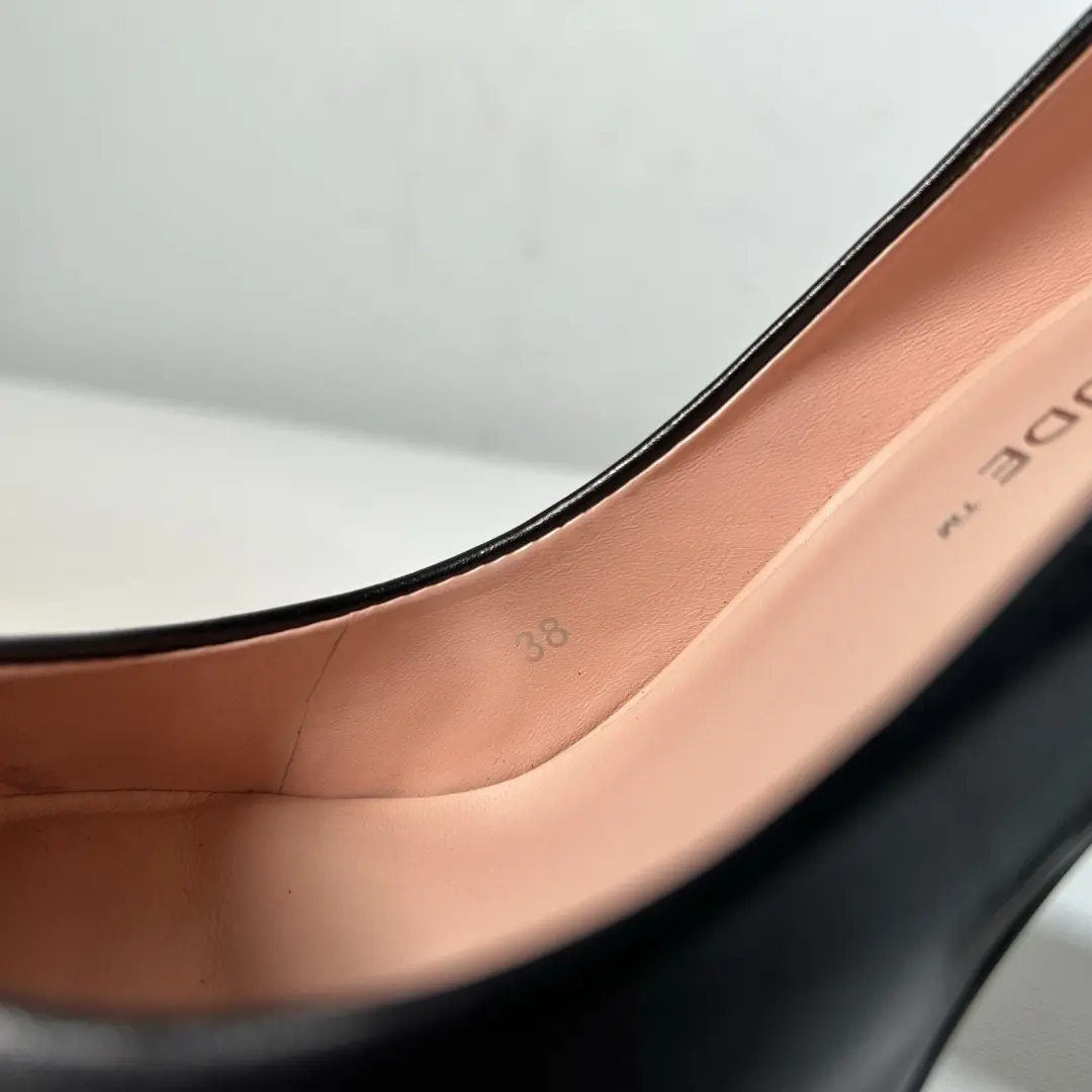 United Nude 黑色皮革木块高泵建筑高跟鞋女式 38 码-