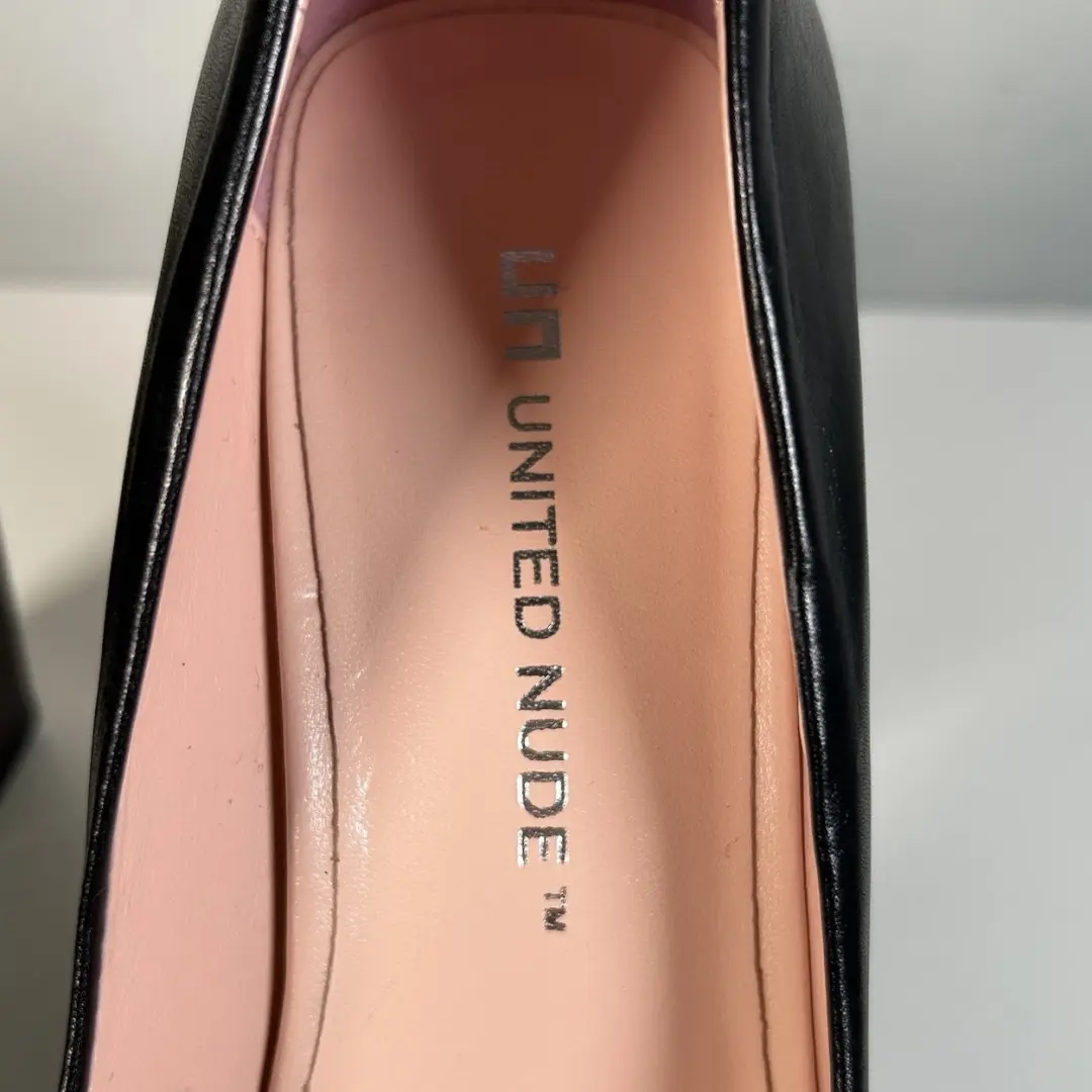 United Nude 黑色皮革木块高泵建筑高跟鞋女式 38 码-