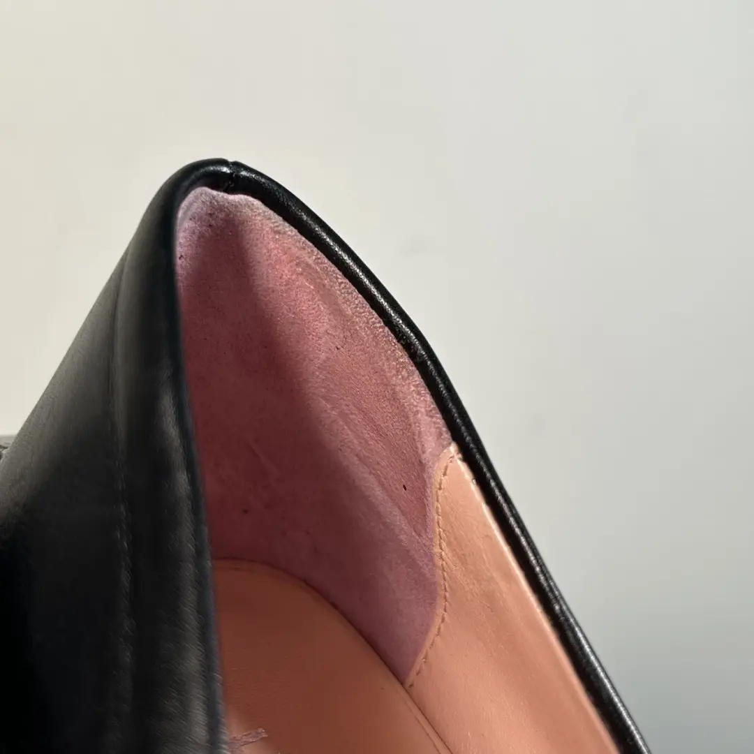 United Nude 黑色皮革木块高泵建筑高跟鞋女式 38 码-