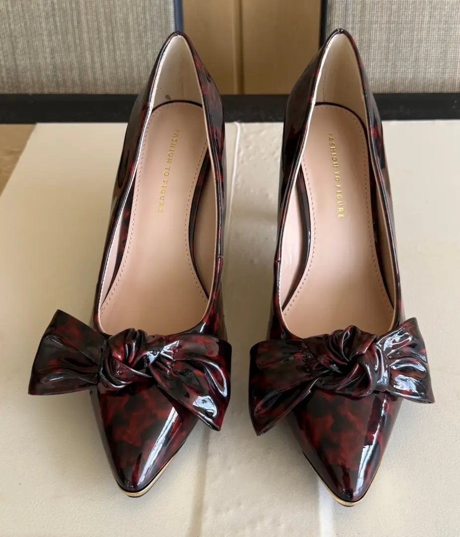 时尚女鞋尺码:8W Tortoise Patent 皮革 PUMP POINTED TOE-