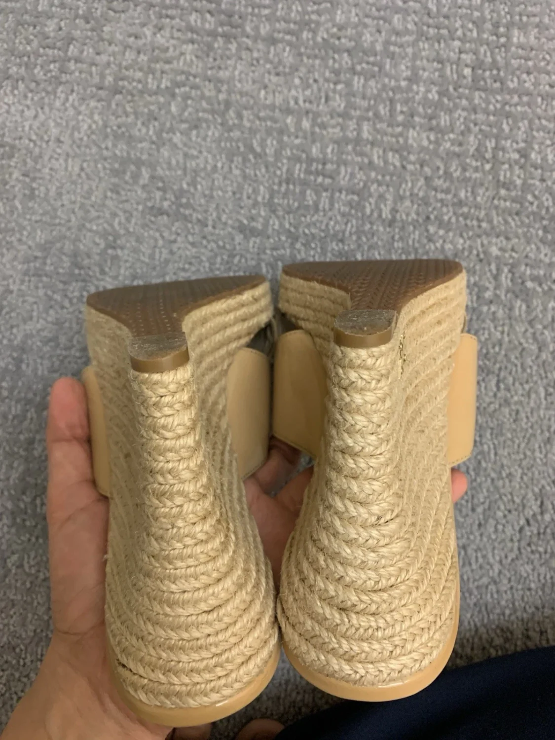 Michael Kors Espadrille 坡跟凉鞋 米色 一脚蹬 绑带 标志 女式 US 8 波西米亚-