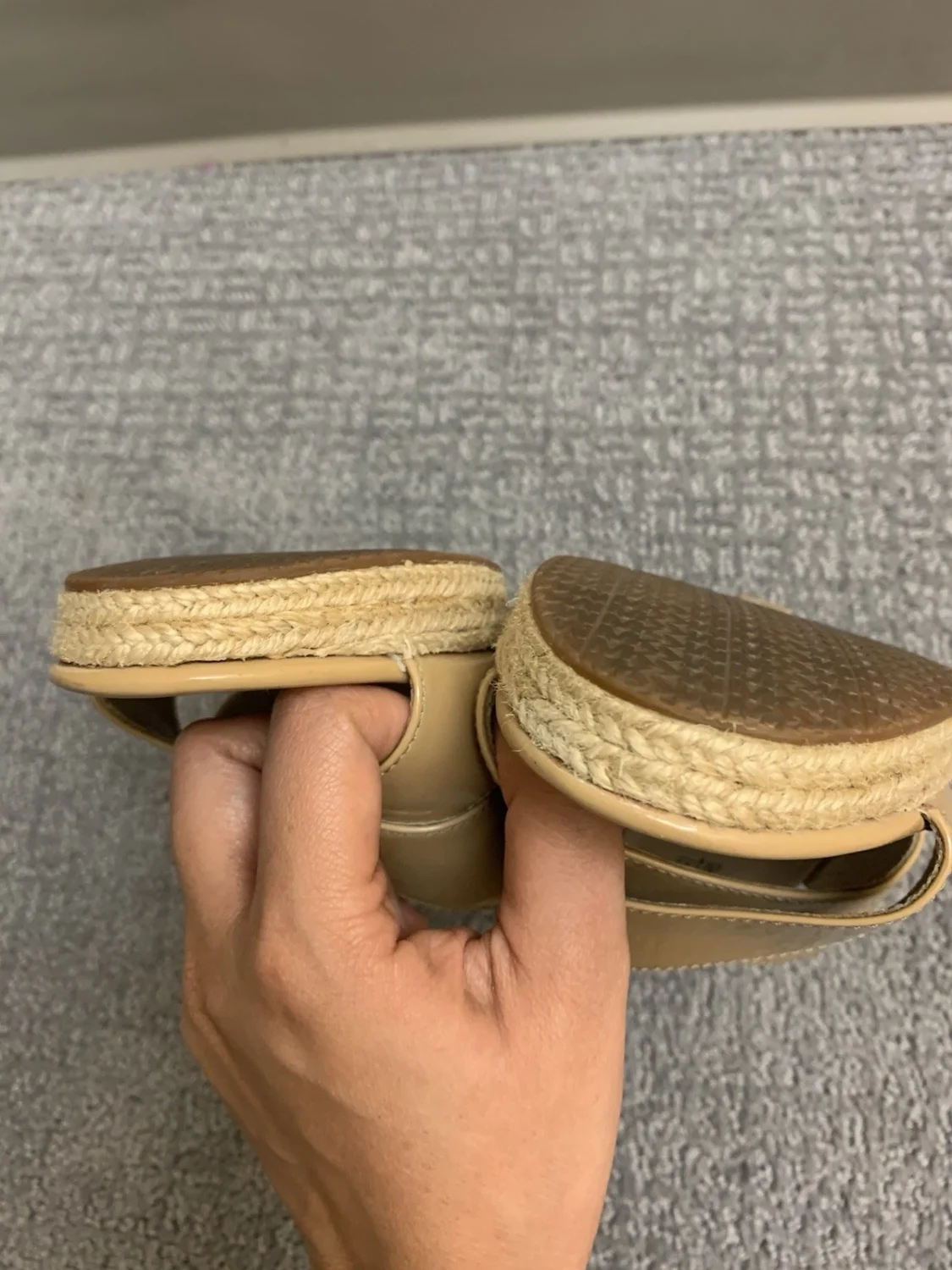 Michael Kors Espadrille 坡跟凉鞋 米色 一脚蹬 绑带 标志 女式 US 8 波西米亚-