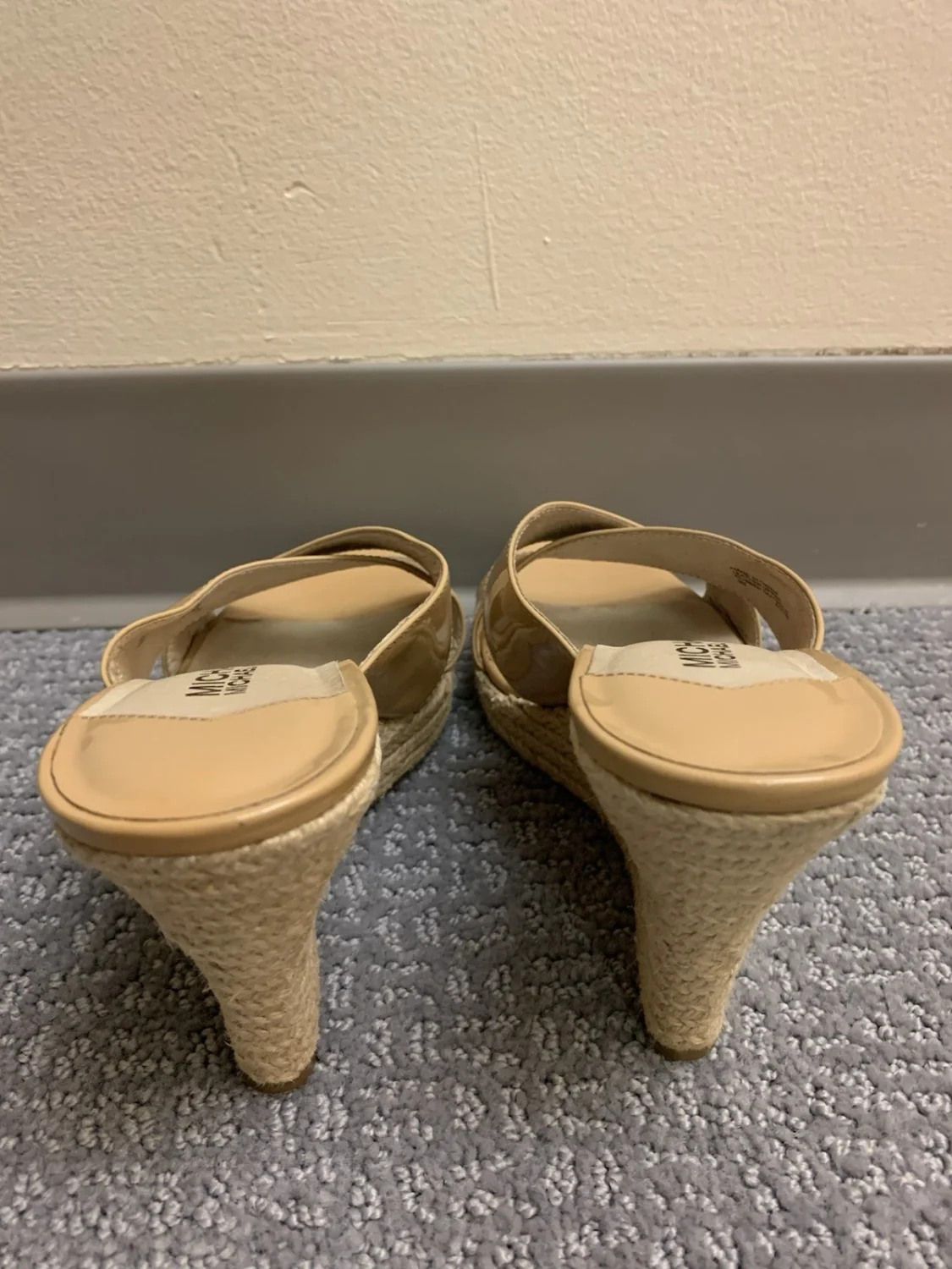 Michael Kors Espadrille 坡跟凉鞋 米色 一脚蹬 绑带 标志 女式 US 8 波西米亚-