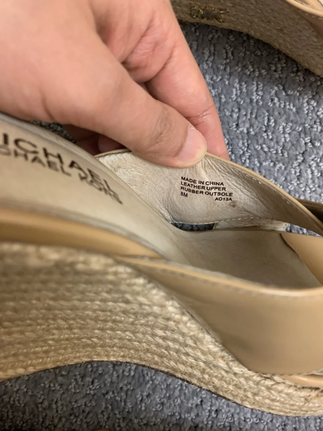 Michael Kors Espadrille 坡跟凉鞋 米色 一脚蹬 绑带 标志 女式 US 8 波西米亚-