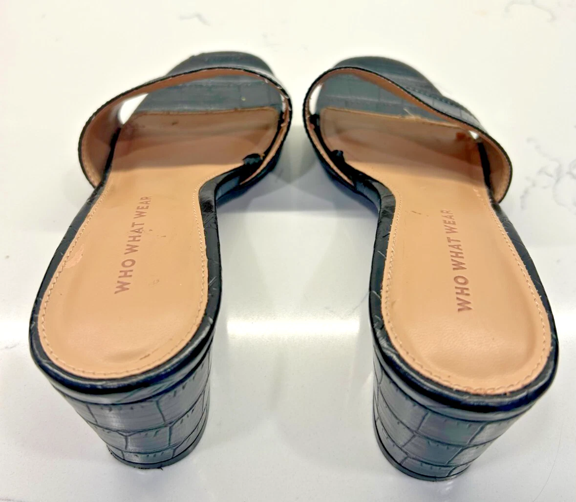 Who What Wear 黑色 Kalyn Croc 压花磨边高跟鞋 8 码-