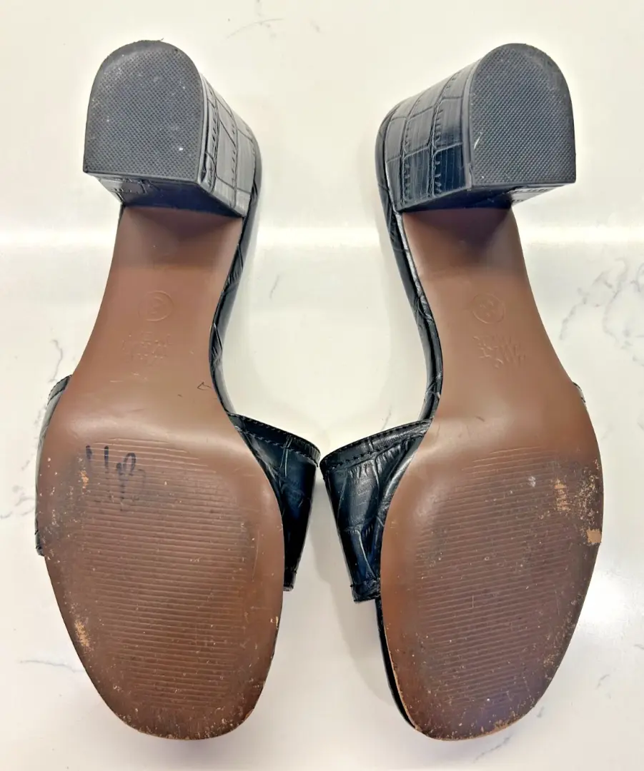 Who What Wear 黑色 Kalyn Croc 压花磨边高跟鞋 8 码-