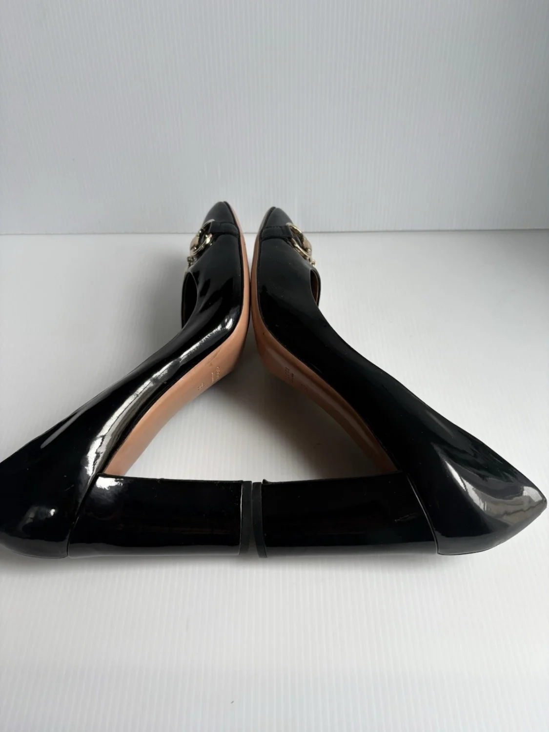 古驰 Horsebit 黑色漆皮高跟鞋 9B 码 -EUC-