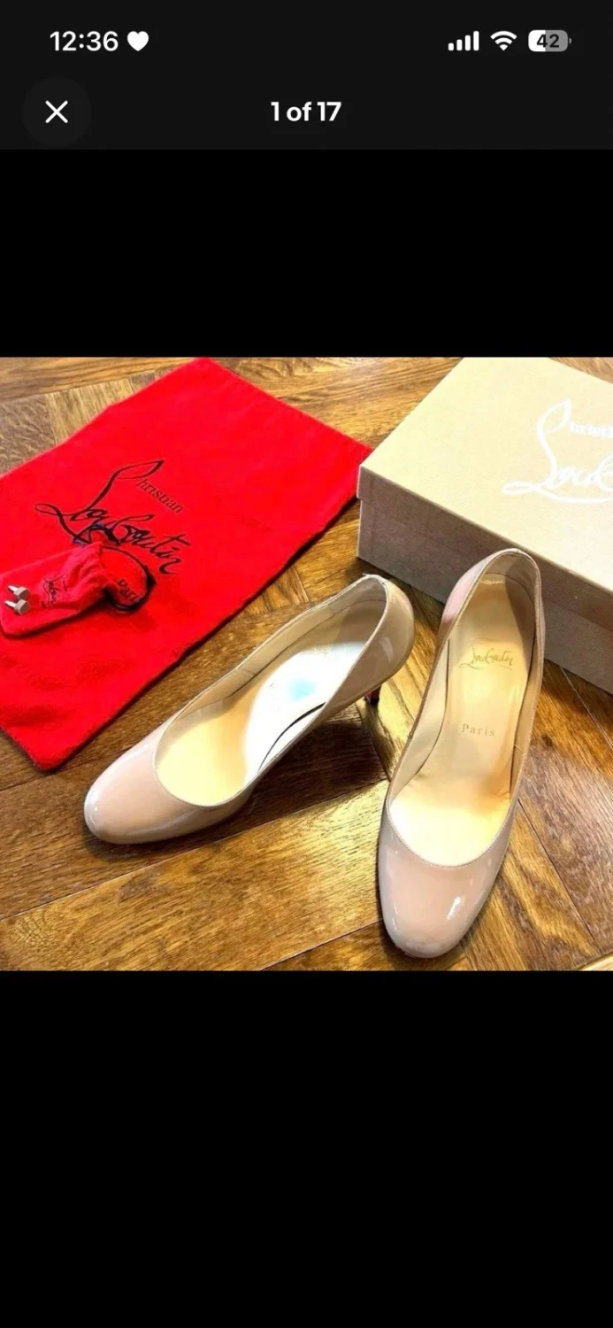 Christian Louboutin 米色裸色漆皮高跟鞋 35 - 带盒-