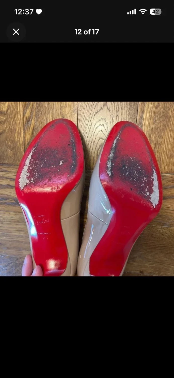 Christian Louboutin 米色裸色漆皮高跟鞋 35 - 带盒-